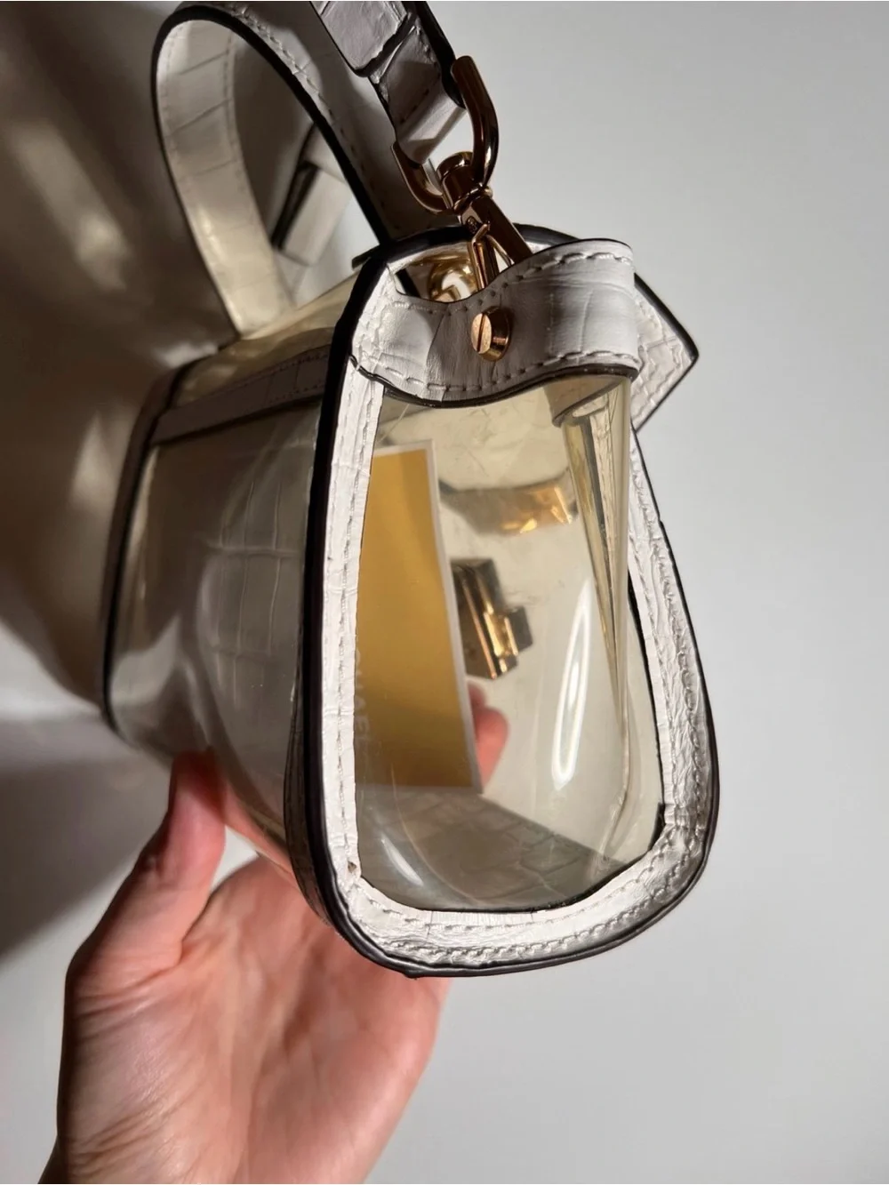 Michael Kors Whitney Mini Clear and Leather Satchel